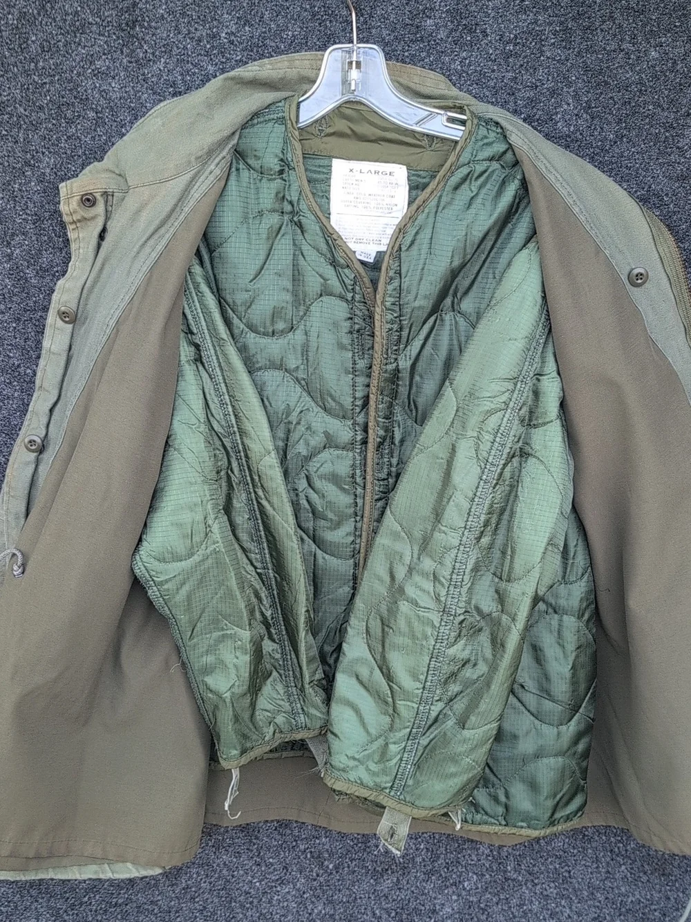 Vtg US Military M65 Jacket Extra Large Green Cold Weather Removable Liner OG106